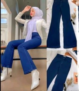 Highwaist Jeans Cutbray Loose Anti Ngatung Melar Tebal - Cutbray Taya - Celana Highwaist Cutbray Stretch Jeans