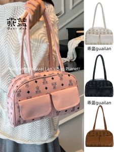 Túi Đựng Bowling Cỡ Lớn Màu Xanh Dễ Thương Túi Đeo Vai Đơn Họa Tiết Gấu Hoạt Hình Cho Nữ Túi Đi Làm Mùa Hè Mới Túi Đựng Bowling