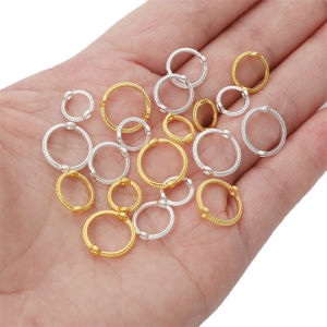 30pcs Metal Beads Wrapping Rings Alloy Gold/Silver Color Plated Double Holes Lace Circle For  Bracelet Necklace DIY Jewelry Making Findings 6/8/10mm