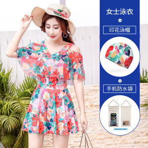 Conservative Hot Spring Swimsuit Womens Fashion 2025 New Style Slimming Tummy Covering plus Size Stylish Ins Swimming Suit