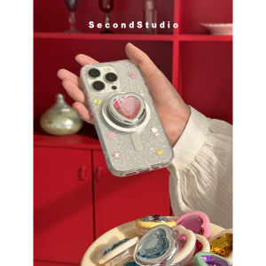 SecondStudio Original Magnetic Suction Dual Layer Sparkling Powder Transparent  Case Full Cover Soft Shell Stand Compatible