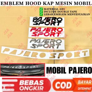 Emblem Hood Kap Mesin Mobil Pajero Sport Hitam Merah Chrome .