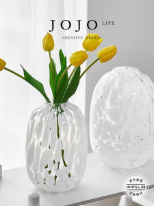 JOJOS L. Glass Flower Vase Creative Simple Large Belly Living Room Table Decor High Aesthetic Value Pre-Stacked Office Decor