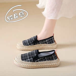 Trans-seasonal Linen Womens Slip-on Shoes Fragrant Style Fisherman Shoes Breathable Canvas Shoes Lazy People Pregnant Mothers Beijing Cloth Shoes