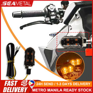 🇵🇭 SEAMETAL Motorcycle Mini LED Turn Signal Light Universal Flashing Blinker Singal Light for Kawasaki Honda Suzuki Yamaha