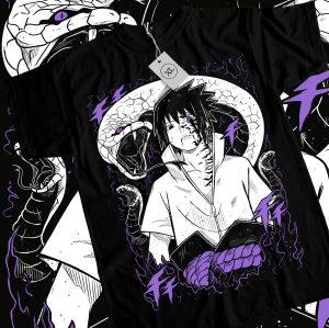 Bandai | Naruto Summer New Uchiha Bloodline Anime Printed T-shirt Mens Cotton Neutral Casual Family Set Short T-shirt Top