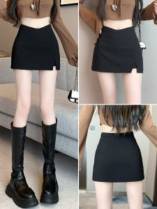 High Waist A-Line Mini Skirt for Women Spring Autumn Winter Open Split Short Skirt Bodycon Skirt Fashionable Versatile Style