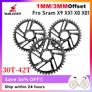 WUZEI 1mm/3mm Offset Chainring 30T 32T 34T 36T 38T 40T 42T MTB Bicycle Chainwheel Mountain Bike GXP Sprockets for SRAM X9 XX1 X0