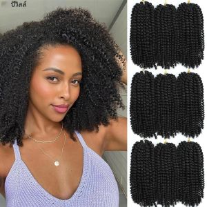 BEWILL 8 12 นิ้ว Marlybob ผมโครเชต์ Jerry Curl สีดําธรรมชาติ Afro Passion Twist สังเคราะห์ Kinky Crochet Hair Extensions