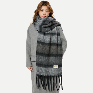 TUCANO | Women Green Stripe Stylish Thick Oversized Scarf