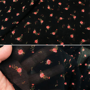 Vải Voan Hoa Nhỏ Màu Đen Cho Mùa Xuân Hè Váy Nữ Sơ Mi Khăn Choàng Trong Suốt Họa Tiết Hoa Trung Quốc Vải Thủ Công DIY