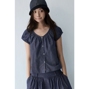 HAVERICE | Đầm T-shirt Tay Ngắn Phong Cách Học Đường Bằng Vải Pha Gai Cotton