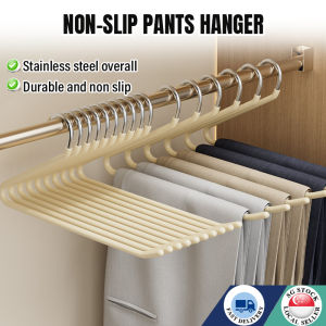 🇸🇬 Pants Hanger Non Slip /Slack/Trousers Pants Hanger Strong Durable Anti-Rust Chrome Stainless steel Hangers clothes hanger