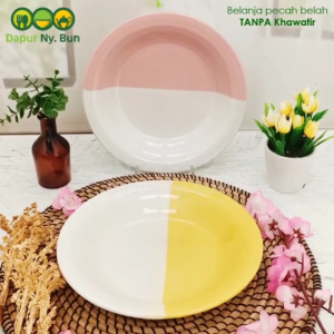Piring Makan Keramik Omega Two Tone 2 Warna 9 Inch