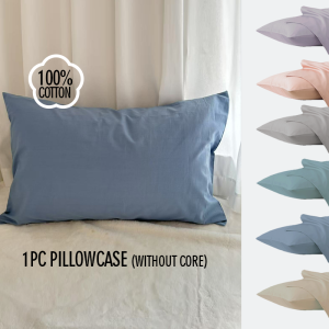 200T Cotton Percale European Pillowcase 65x80cm| Ultra Soft&Comfy| Breathable Bed Pillowcase|Hotel Style Pillow Cover|Blue 1Pc