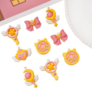 1 chiếc Hạt Charm Hạt chìa khóa trái tim sao nơ Mặt dây chuyền mặt trăng thủy thủ nhựa nhiều màu cho làm đồ trang sức phụ kiện thủ công đồ treo trang trí móc khoá dạng túi tự làm