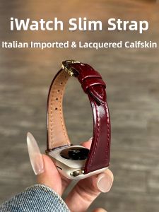 l inevek | Leather Slim Design Premium Feel Watch Band Red