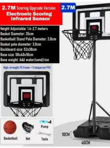 Upgrade Electronic Scoreboard & Cheerful Voice Basketball Hoop For Toddler Teenager Kids