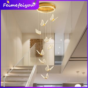 Chandelier Stair Light Led Chandelier Butterfly Style Art Light Corridor Light Interior Lighting Suitable for Duplex Living Room Dining Room