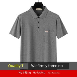 Áo Thun Nam Ngắn Tay Phong Cách Bố Mùa Hè Có Cổ Thoải Mái Cotton Vải Bông Áo Sơ Mi Có Túi Trang Phục Công Sở Thoải Mái Rộng Rãi Fit Polyester Pha Trộn