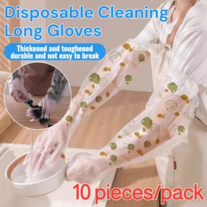 【10 pieces】✨No Hurt Hands✨Printed Long Thick Arm Gloves Stain-resistant Kitchen Gloves Cleaning Gloves Not Easy to Penetrate Easy to Take off Disposable Gloves Housework Gloves