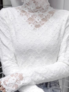 chaqi | Fleece Lined High Collar Lace Inner Wear Top Womens Fashionable Long Sleeve Base Shirt Spring Autumn New Style Versatile Female Top