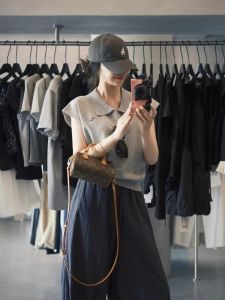 Polo Collar Short Sleeve Design T-Shirt Women