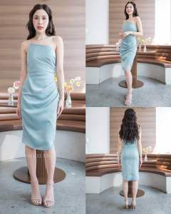 ชุดเดรส ชุดออกงาน ชุดราตรี F267 เดรสสั้น สายเพชร 1 ข้าง