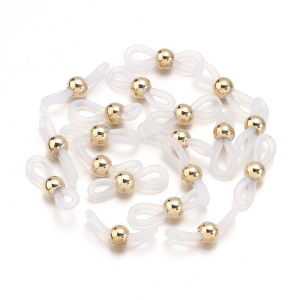 50pcs Eyeglass Chain CCB Beads Adjustable Silicone Rubber Ends Connectors For DIY Eye Glasses Sunglasses Holder Jewelry Making