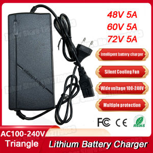 48V 60V 72V Triangle Charger 5A Lithium Battery Pack 54.6 67.2 84V 100-240V EU Fast Charging Charger For Electric Scooter E-bike