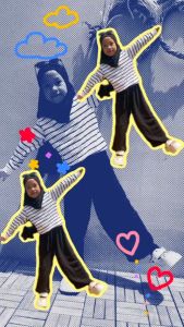 Setelan Atasan Stripe Bawahan Kulot Anak Perempuan Muslimah 1 - 12 Tahun