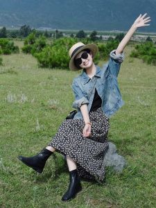 Áo Khoác Denim Cổ Điển Tay Dài Màu Xanh Dành Cho Nữ Xuân Thu Phong Cách Đường Phố Mỹ Áo Sơ Mi Denim Ngắn Cổ Polo Nút