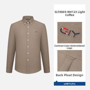 GYgoldlion | Men Pure Color Shirt Long Sleeve Business Casual