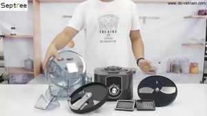 Máy Thái Rau Củ Quả Đa Năng Chuyên Nghiệp Dung Tích Chứa 7L Septree Mỹ ANS-A5 Cắt Lát Sợi Hạt Lựu Hoạt Động 8 Giờ Liên Tục