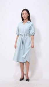 Urban Exchange Scarlet Dress Green - Linen Midi Dress