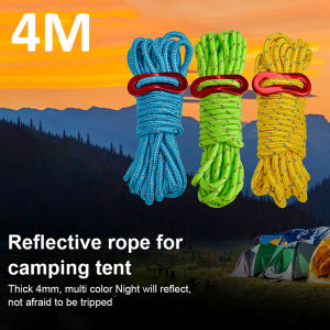 Multiuse Colorful Tent Pegs Hang Lanyard Tent Rope Cord 4mTent Cord Tensioner Set Reflective Rope Adjust Camping Canopy
