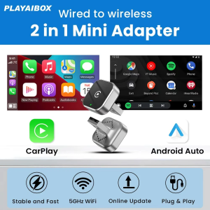 Wireless Android Auto Dongle Wireless CarPlay Adapter 2in1 AI Smart Box Car Intelligent Systems For Renault Skoda Hyundai Dacia