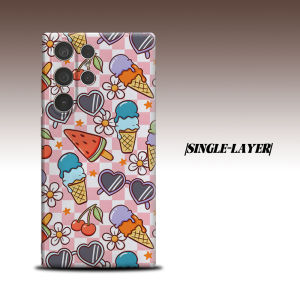 Summer Snack Check Print For Samsung Galaxy S26 S25 S24 A56 A36 Dual Layer Luxury Fashion Full Lens Protective Case