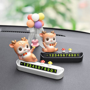 Cute Creative Temporary Parking Car Number Plate Deer Decoration Inner Car Decorations Peaceful Move Car Number Plaque