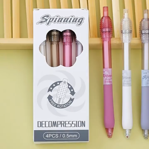 4 Pcs Spinning Pulpen Bolpoin Gel Pen Mekanik Cetek Fidget Pen DCA2421