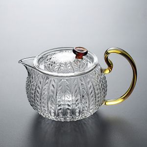 JUSTINLAU 300/600ml Glass Teapot High Borosilicate Glass Flower Tea Pot with Tea Infuser Heat-resistant Thickened Glass Tea Set