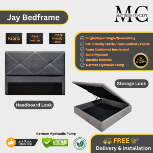 Mattress Concept Jay Storage Bedframe Pet Friendly Fabric/FauxLeather/Fabric All Size Available