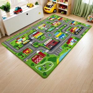 พื้นที่นอนแบบสี่เหลี่ยมจัตุรัสสำหรับเด็ก พื้นที่นอนแบบยาวได้รับการซักได้ในเครื่อง รูปท่อระบายความเร็วสูง สีเขียว สำหรับห้องนอนและห้องนั่งเล่น