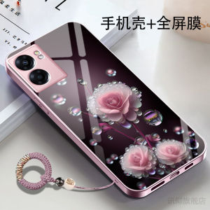 OppoA57 5G New Model Luxury Glass Shell Pearl Flower Mirror Surface Soft Edge Metal Paint Dragon Year Princess Style Autumn Winter Phone Case
