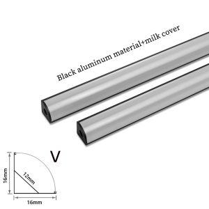Black 50cm 3-30Pcs/lot LED Aluminum profile 0.5m/pcs U/V shape for 5050 2835 3528 LED Strip Bar channel White/Black Cover