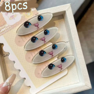 8Pcs Cute Cat Ear Hair Clips Big Face Funny Monster Style Adorable Little Kitten Hair Accessories High Aesthetic Value Salon Grade