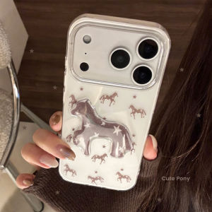 2026 Korean 3D Cartoon Horse Stars Phone Case For iPhone 17 Air 16 15 14 13 12 11 Pro Max XS XR X 7 8 Plus Shockproof Hard Cover