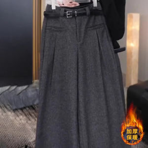 Deep Grey plus Size High Waist Tummy Covering Suit Straight Leg Pants Womens Fashion Autumn New Arrival Wide Leg Trousers