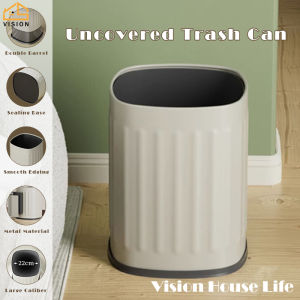 Vision 8L/12L/16L Nordic Embossed Stainless Steel Trash Can Household Wide Mouth Garbage Can Kitchen Living Room Bathroom Uncovered Sorting Bin Large Capacity Garbage Bin with With Steel Ball Pulleys