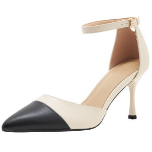 ทันสมัย รองเท้าแตะส้นสูง ผู้หญิง นุ่ม หนัง รองเท้าเดินทางสไตล์บล็อกสี ดีไซน์ เหมาะสําหรับขนาด 41 ถึง 43